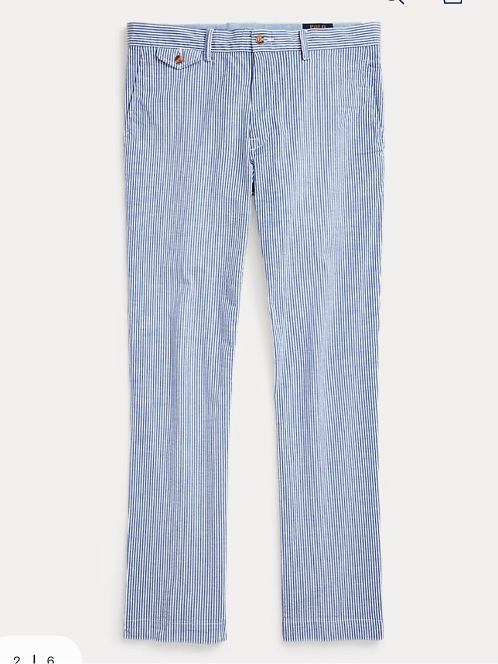 Polo Ralph Lauren Seersucker Pants Blue & White Stripe Stretch Straight 42x27